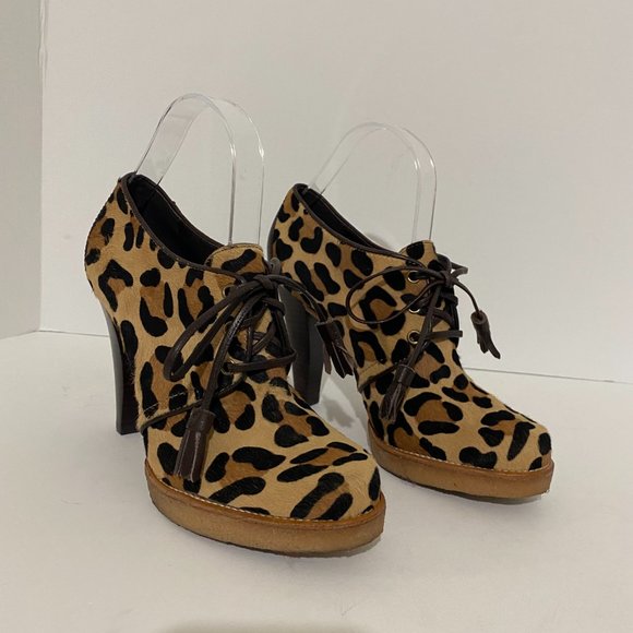 Coach Leopard Calf Hair Tullah Heels Booties 7.5 - Picture 2 of 11